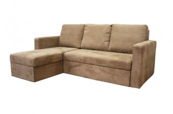 Tan Microfiber Modern Convertible Sectional Sofa Bed [WISS-Linden]