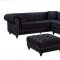 Sabrina Sectional Sofa 667 in Black Velvet Fabric by Meridian