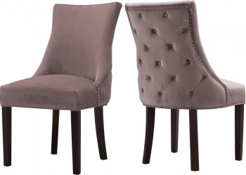 Hannah Dining Chair 774 Set of 2 Pink Velvet Fabric by Meridian [MRDC-774 Hannah Pink]