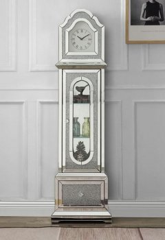 Noralie Grandfather Clock AC00347 in Mirror w/LED by Acme [AMGC-AC00347 Noralie]