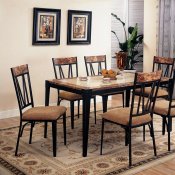 Black Metal Base & Faux Marble Top Modern 5Pc Dining Set