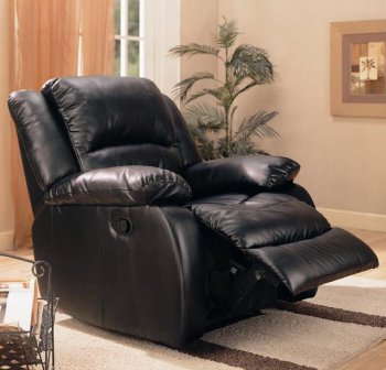 Black Leather-Like Fabric Modern Rocker Recliner w/Pillow Arms [CRRC-600248]