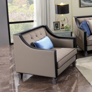 House Beatrice Chair 58817 in Tan Faux Leather by Acme w/Options [AMAC-58817 House Beatrice]