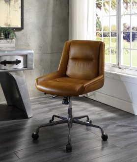 Ambler Office Chair 92499 Saddle Brown Top Grain Leather by Acme