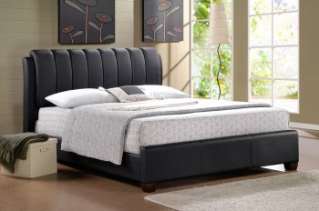 B120 Upholstered Bed in Black Leatherette [EGB-B120]