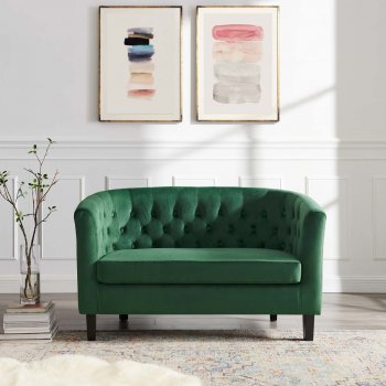 Prospect Loveseat & Chair Set Emerald Velvet by Modway w/Options [MWS-2615 Prospect Emerald]