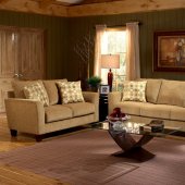 Barton Camel Fabric Casual Living Room Sofa & Loveseat Set