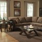 Chocolate Fabric Contemporary Sectional Sofa w/Rolled Arms