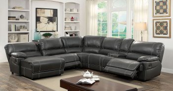 Estrella Sectional Sofa CM6131GY in Gray Leatherette [FASS-CM6131GY-Estrella]