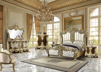 Desiderius Bedroom BD20001EK Gold & Dark Brown by Acme w/Options [AMBS-BD20001EK Desiderius]