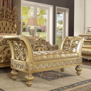 Seville Bench BD00456 in Tan PU & Gold by Acme [AMBN-BD00456 Seville]