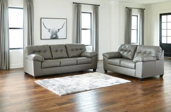 Donlen Sofa & Loveseat Set 59702 in Gray Faux Leather by Ashley [SFAS-59702 Donlen]