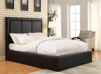 Jacobsen 300493 Upholstered Bed in Black Leatherette by Coaster