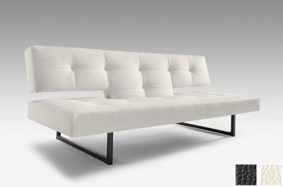 White or Black Leatherette Modern Sofa Bed Convertible