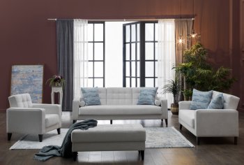 Milton Perla Cream Sofa Bed Set in Fabric by Bellona [IKSB-Milton Perla Cream Set]