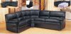 Black Leather Contemporary Sectional Sofa with Recliner