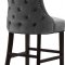 Hannah Counter Stool 775 Set of 2 Grey Velvet Fabric - Meridian