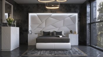 Majesty Bedroom in White by ESF w/Optional Kiu Casegoods [EFBS-Majesty Kiu White]