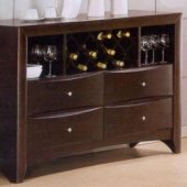 Rich Cappuccino Finish Contemporary Buffett with Wine Racks