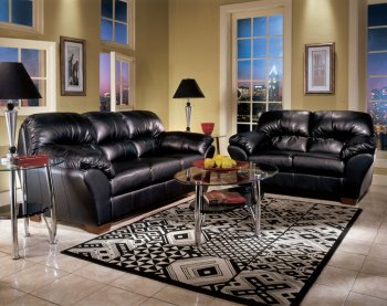 Black Leatherette Sofa And Loveseat Set w/Blocked Legs [JTS-52900]