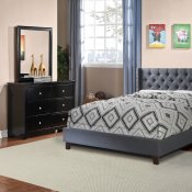 F9371 Bedroom Set by Boss w/Blue-Grey Fabric Upholstered Bed