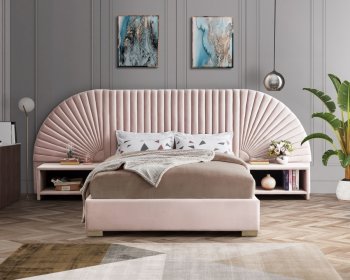 Cleo Bed in Pink Velvet by Meridian w/Options [MRB-Cleo Pink]