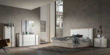 Treviso Bedroom in White & Grey Stone by ESF w/Options [EFBS-Treviso]