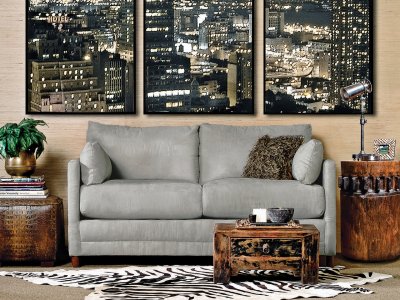 Softee Sofa Bed in Gray Fabric w/ Full Sleeper