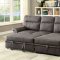 Blaire Sectional Sofa Bed CM6839 in Graphite Fabric