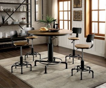 Fran Bar Ht Dinette 5Pc Set CM3373RT in Sand Black & Oak [FADS-CM3373RT-Fran]