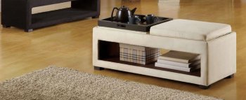 Black or Cream Microfiber Fabric Modern Cancun Storage Bench [ARO-Cancun]