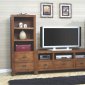 Walnut Finish Stylish TV Stand W/Optional Media Towers