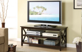 Dark Brown Finish Modern TV Stand w/Media Shelves [PXTV-F4513]