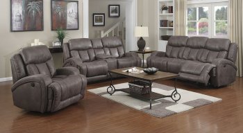 Morgan Creek Power Reclining Sofa Set in Taupe Microfiber [MSS-Morgan Creek Taupe]