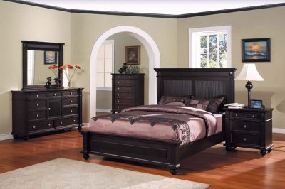 Espresso Finish Bedroom with Oversized Headboard