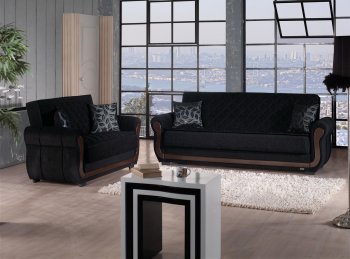 Flatbush Sofa Bed in Black Fabric by Empire w/Options [MYSB-Flatbush]