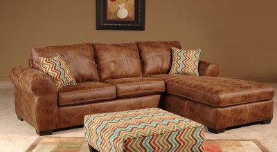 201110 Leah Sectional Sofa in Chestnut Vinyl by Chelsea