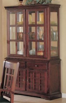 Deep Cherry Finish Contemporary Buffet w/Optional Hutch