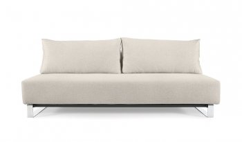 Cream Fabric Modern Sofa Bed w/Stainless Steel Legs [INSB-Reloader-Sleek-Cream]