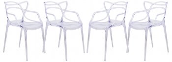 Milan Set of 4 Dining Chairs MW17CL in Clear by LeisureMod [LMDC-MW17CL-Milan Clear]