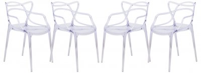 Milan Set of 4 Dining Chairs MW17CL in Clear by LeisureMod