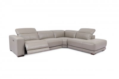 Tyler Power Motion Sectional Sofa in Taupe Leather Beverly Hills