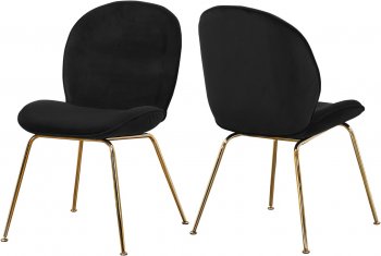 Paris Dining Chair 785 Set of 4 Black Velvet Fabric by Meridian [MRDC-785 Paris Black]