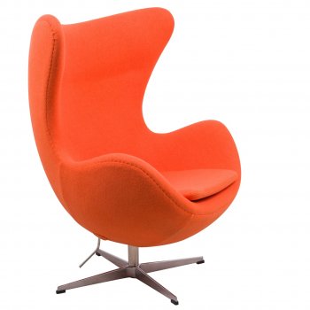 Egg Lounge Chair EG35ORWC in Orange Wool by LeisureMod [LMCC-EG35ORWC-Egg Orange]