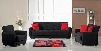 Orlando Sofa Bed Convertible in Black Fabric by Empire w/Options [MYSB-Orlando]