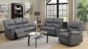 7284 Reclining Sofa in Grey Leatherette w/Options [EGS-7284]