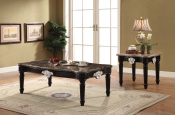 Ernestine Coffee Table 82150 w/Marble Top in Black by Acme [AMCT-82150-Ernestine]