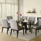 Cappuccino Finish Glass Top Modern Dining Table w/Optional Items