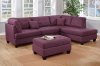 F6583 Sectional Sofa w/Ottoman in Warm Purple Fabric by Poundex