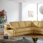 Beige Leather Modern Sectional Sofa w/Metal Legs